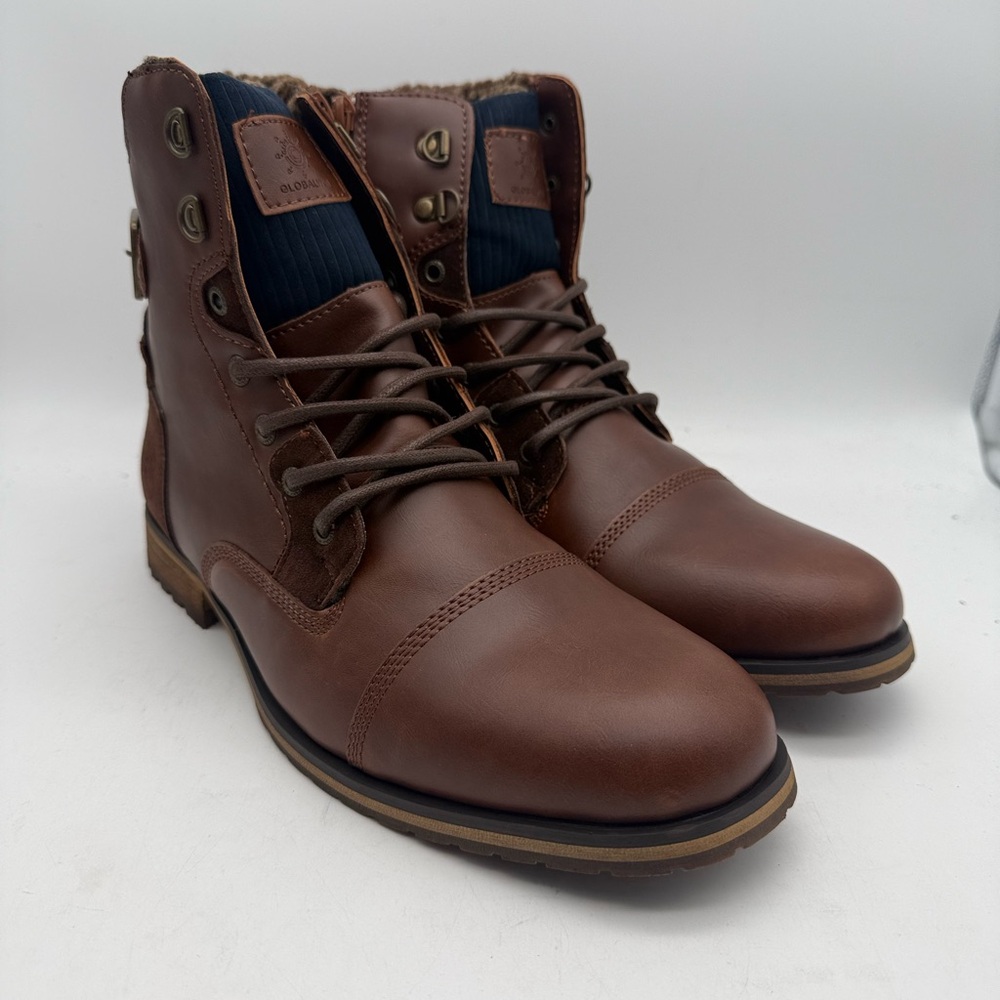BRAND NEW GLOBALWIN Winter Cap Toe Brown Boot Faux Fur Lined Men’s Size 10